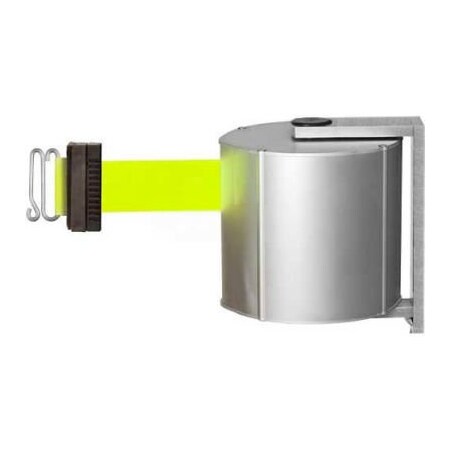 Lavi Industries JetTrac Wall Mount Retractable Belt Barrier, 65' Neon Yellow Belt/S-Hook 50-5550/SA/FY/S